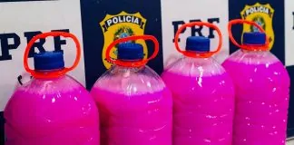 PRF apreende quase 20 kg de cocaína líquida escondida em recipientes de desinfetante na BR-364, em Ji-Paraná